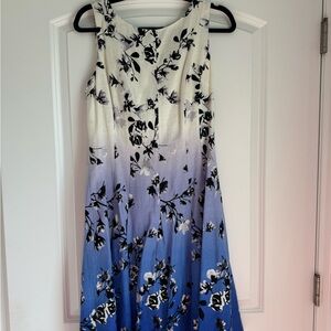 $160 Ivanka Trump Blue and White Halter A-Line Dress